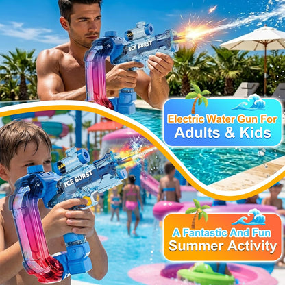 Less Screen Time, More Outdoor Fun-Ice Blast Electric Water Gun for Kids-with Lights, Sounds & Powerful Water Blasts