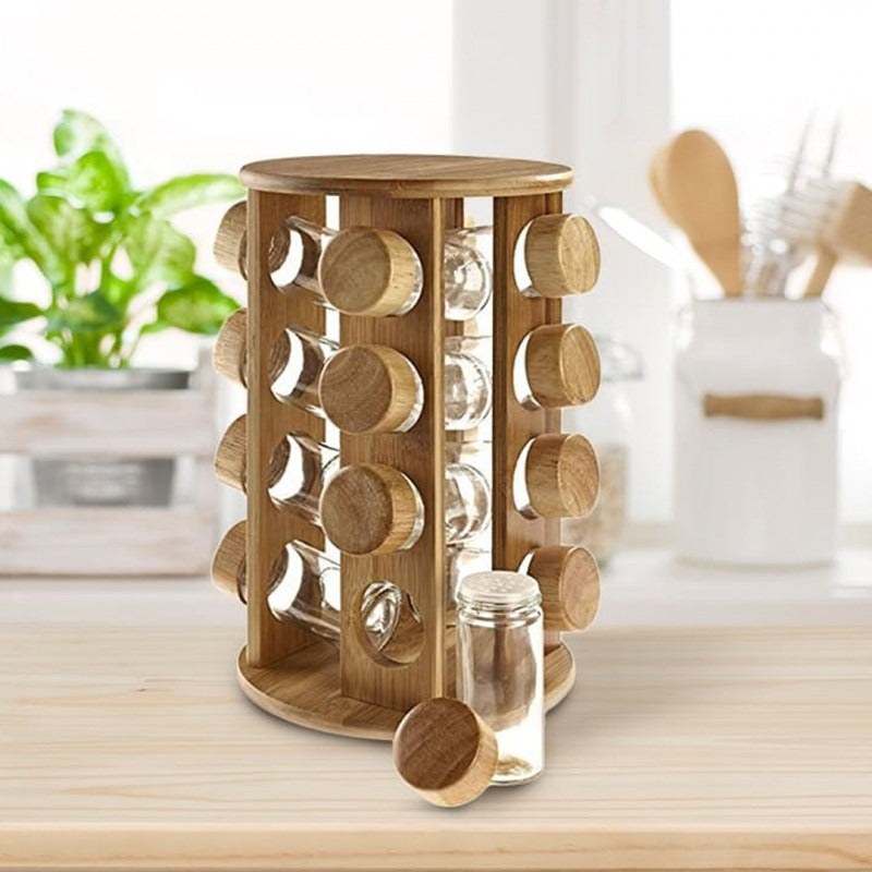16 Pcs Wooden Spice Jar Set detail view