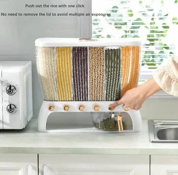 6 Compartment Cereal Dispenser Storage Organizer detail view
