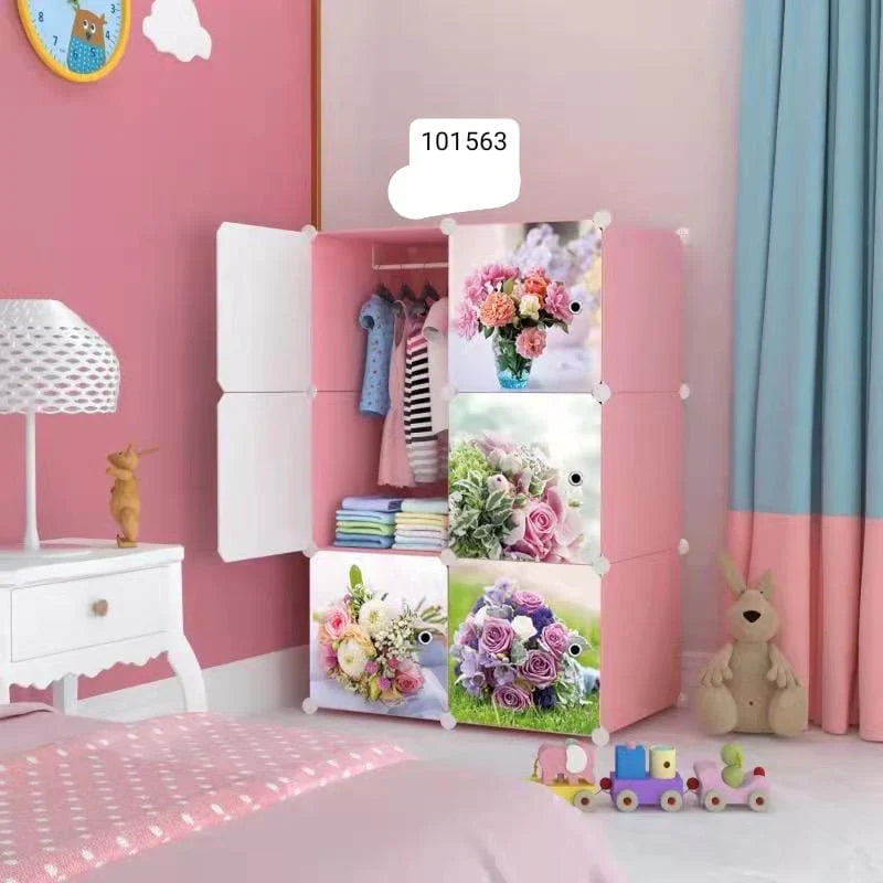 Intelligent Plastic Portable Cube Cabinet with hanging – 6 Cube detail view