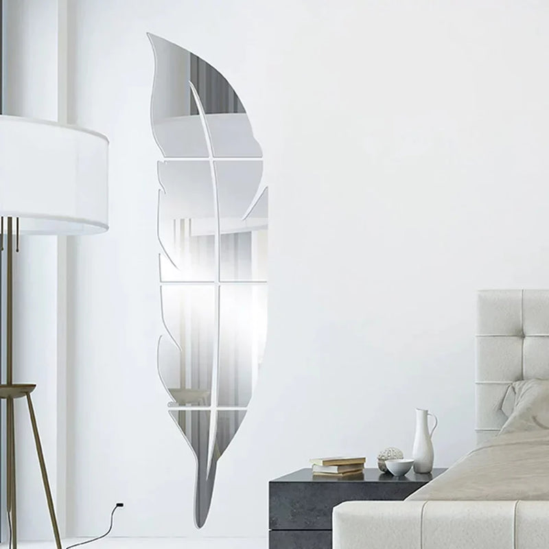 3D MIRROR WALL STICKERS FEATHER PLUME VINYL DECAL STICKER detail view