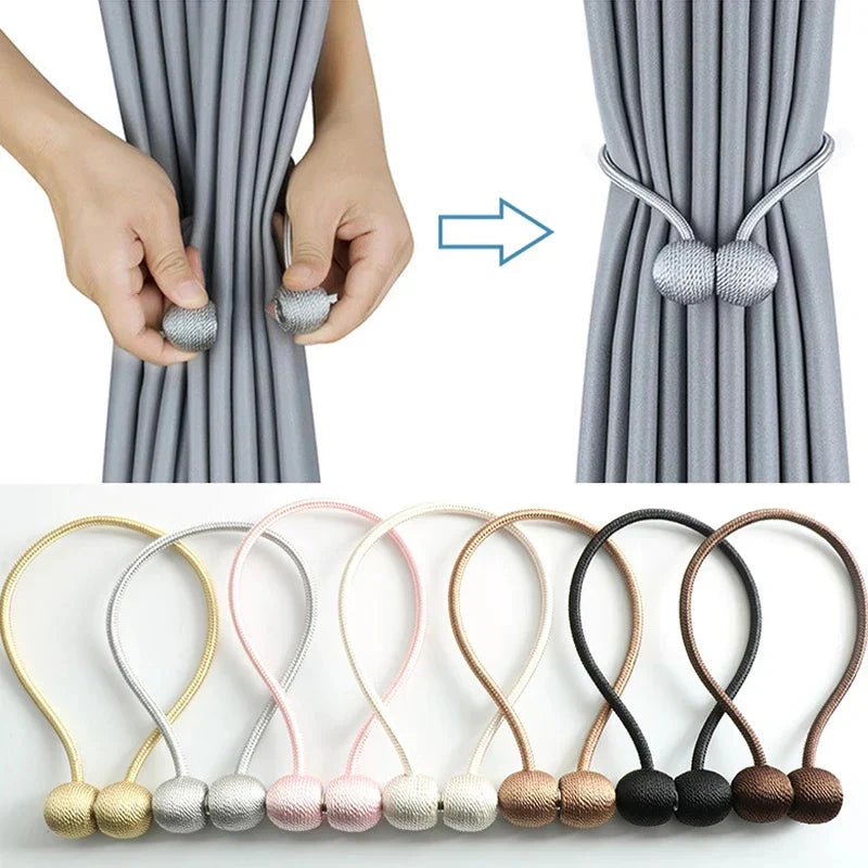 Magnetic Pearl Ball Curtain Tiebacks Clips 2Pcs Pink detail view